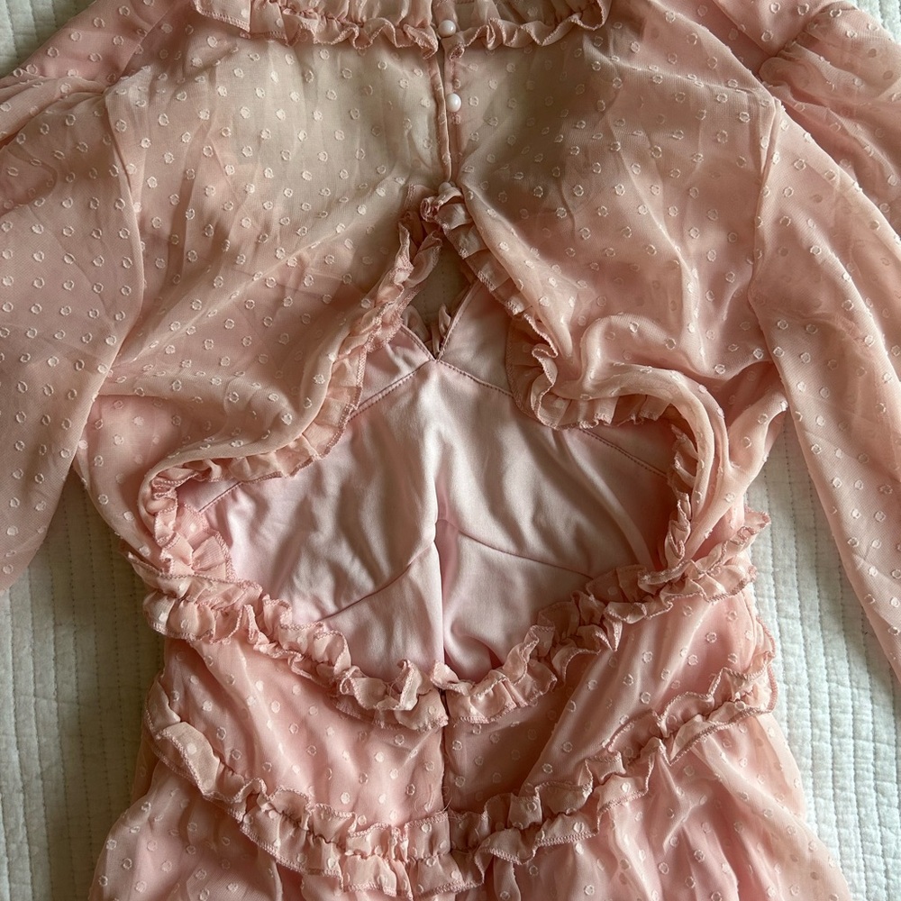 Elegant Pink Ruffle Dress - Picture 7 of 8